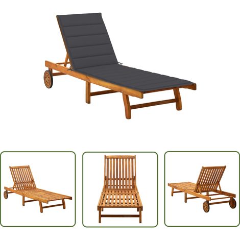 The Living Store Sonnenliege mit Auflage Akazie Massivholz - Holz-Sonnenliege - Gartenliege - Lounge Chair - Sonnenbad - Akazienholzsitzgelegenheit (1/5)