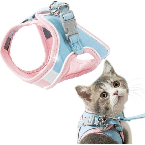 Harnais et laisses pour chat, harnais pour chaton Escape Cat, veste de promenade douce et réfléchissante pour chat avec laisse (1/5)