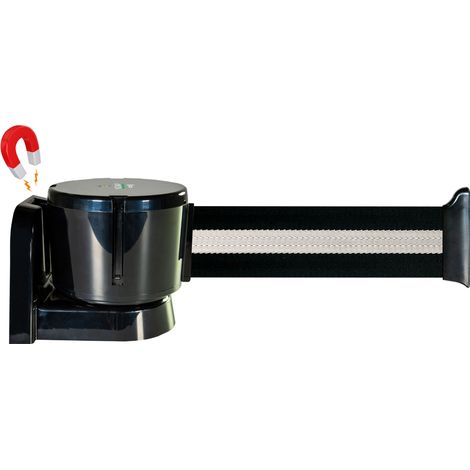 Enrouleur mural magnétique grande longueur avec sangle noir/argent 12m x 50mm - 2811194 (1/2)