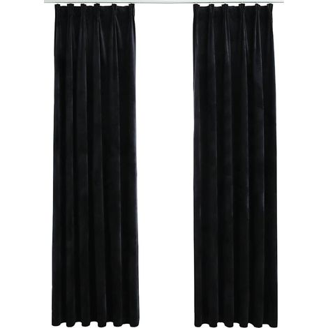 Maison Exclusive - Zatemňovací závěsy s háčky 2 ks sametové černé 140 x 245 cm (1/5)