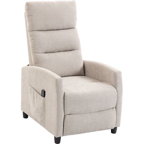 Poltrona Massaggiante e Reclinabile a 160° con Poggiapiedi e Telecomando, 66x91x108 cm, in Ciniglia Bianco Crema (1/5)