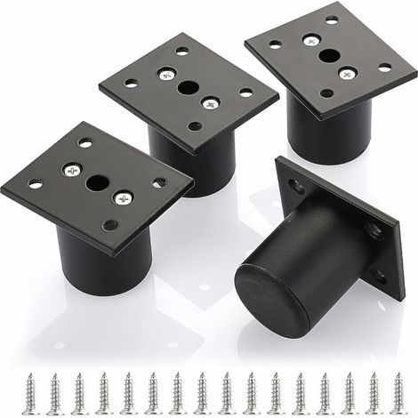 Confezione da 4 gambe per mobili regolabili da 5 cm, gambe in alluminio per divani, gambe per mobili fai da te, gambe di ricambio per supporto TV, poggiapiedi, divano, armadio, nere -Crezuo (1/5)