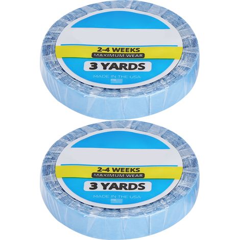 Lot de 2 bandes adhésives double face imperméables et résistantes à la transpiration pour extensions de cheveux (3 yards). (1/5)