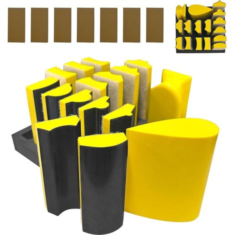 Cale a Poncer, Kit de Bloc de Ponçage avec Formes Convexes et Concaves pour le Travail du Bois, la Carrosserie, la Restauration de Meubles et L'artisanat. (1/5)
