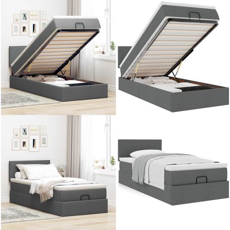 vidaXL Ottoman-Bett mit Matratze Dunkelgrau 80x200 cm Stoff (1/5)