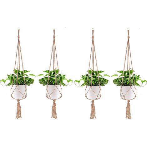 MINKUROW 4 Paquetes Colgador De Plantas De Macramé, Maceta Colgante De Plantas, Para Colgar Plantas Maceta Colgante Maceta Balcón Decoración Del Hogar, 4 Patas De Cuerda, 122 Cm (1/5)
