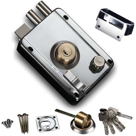 Security Anti-Theft Exterior Door Lock, Left-Hand Opening Door Lock with 5 Keys for Home Dormitory