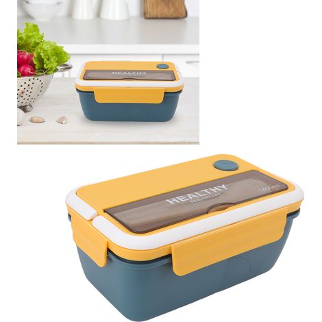 1400 ml Lunchbox im japanischen Stil, tragbare isolierte Lunchbox für Büroangestellte und Studenten, mit Fächern, mikrowellengeeignet, großes Fassungsvermögen, blau und gelb. (1/5)