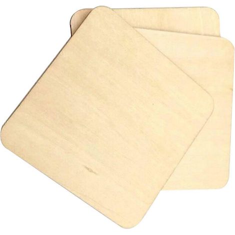 Lot de 12 sous-verres carrés en bois (10 x 10 cm) résistants à la chaleur, pour tasses à café ou à thé. (1/2)