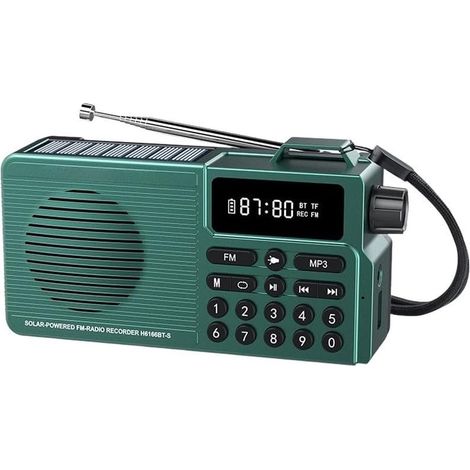 Radio solaire DAB+ pour d'urgence FM AM à manivelle Vert (1/5)