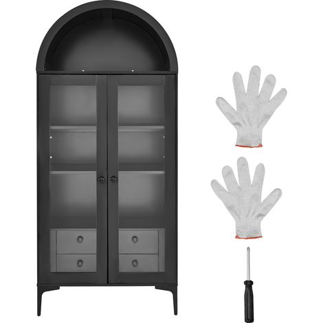 VEVOR gewölbte Vitrine mit Glastüren, Sammlervitrine Vitrinenschrank vierstöckig, Vitrine (179 cm hoch) mit 2 verstellbaren Regalen, Aufbewahrung für Schlafzimmer Wohnzimmer Büro (1/5)