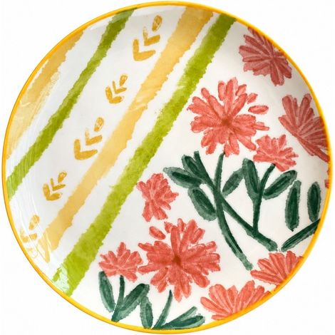 Assiette en céramique de 20 cm (8 pouces) « Jardin de printemps », décor sous glaçure peint à la main / 20 cm (8 pouces) (1/5)