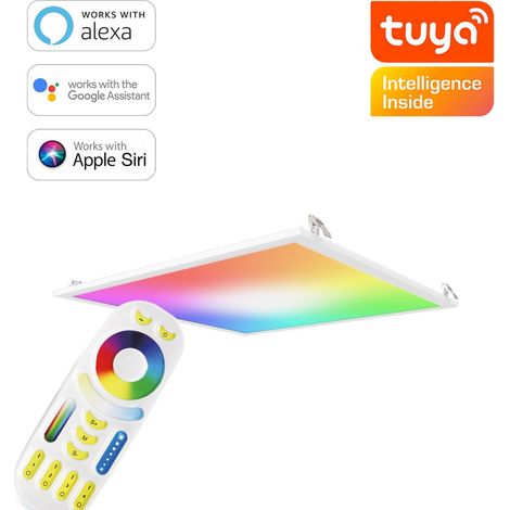 RGB+CCT LED Panel 60x60cm inkl. MiBoxer Smarthomesteuerung 48W 24V Rahmen weiß - Panelmontage:  Deckenhalterung Clips (1/5)