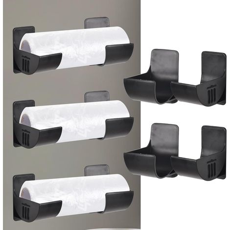 4-teiliger Organizer für Frischhaltefolie, Türhalterung, Organizer für Aluminiumfolie, Wandaufbewahrungsbox aus Kunststoff, Müllbeutelspender für Schrank, Badezimmer, Kühlschrank (1/5)