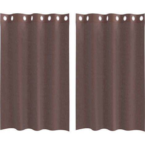 Maison Exclusive - Rideaux en voile avec œillets 2 pcs marron 140x175 cm (1/5)