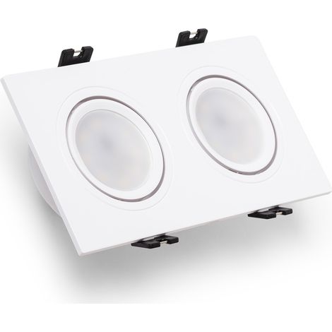 Foco Downlight Cuadrado Basculante GU10 6W Corte 75x150 mm PC No Flicker 3000K Blanco Blanco Cálido