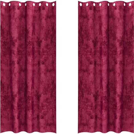 Rideaux en velours 2 pcs Rouge bordeaux 245 x 140 cm Velours (1/5)