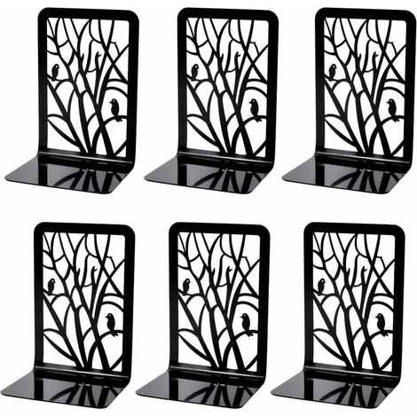 Serre-livres, 3 paires de serre-livres décoratif robuste antidérapant (pour livres lourds), support de séparation de livre en métal (1/5)