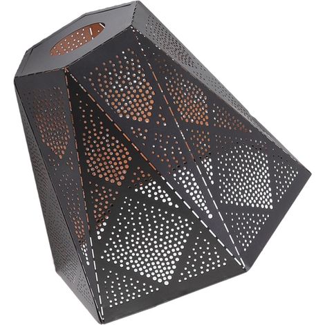 Abat-jour hexagonal en fer design scandinave, E27/E26 sculpté, lampe de chevet décorative chambre à coucher (commande : motif sculpté - points d'étoiles) (1/5)