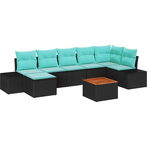 Garden Sofa Set 8 pcs Black Poly Rattan vidaXL (1/5)