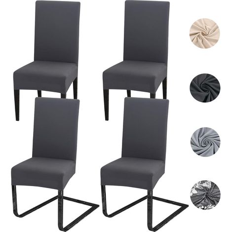 Stuhlhussen 4er Set, abnehmbar & waschbar, Spandex Stretchbezug, Anthrazit (1/5)