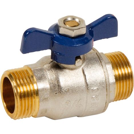 Vanne sphère laiton titré 4MS Bâtiment+ Mâle/Mâle BSP - manette bleue - Série 536 12x17