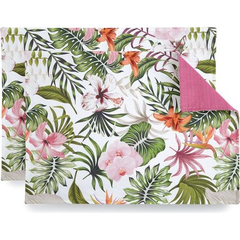 Fade set 2 tovagliette Blooming cotone decoro floreale 50x35 cm
