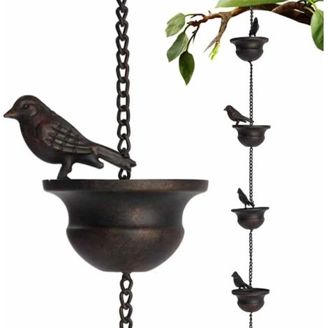 Chaîne de pluie pour gouttière d'oiseaux, chaîne de drainage, chaîne de tuyau de pour l'extérieur, cloche de pluie en métal, chaîne de pluie suspendue, décoration de jardin extérieur (1/5)