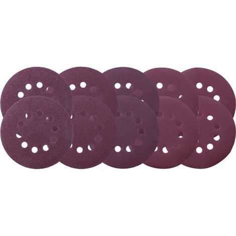 Scheppach Lot de 10 disques abrasifs - 5 x 2 pièces - Diamètre 180 mm - Grain 40, 80, 120, 180, 240 - Compaibles avec la ponceuse murale CGP1200