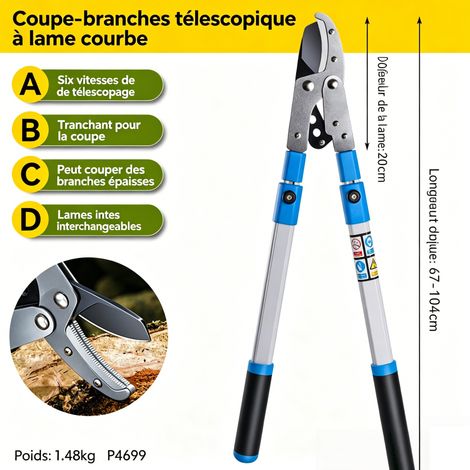 Sécateur télescopique branches épaisses arbres fruitiers A