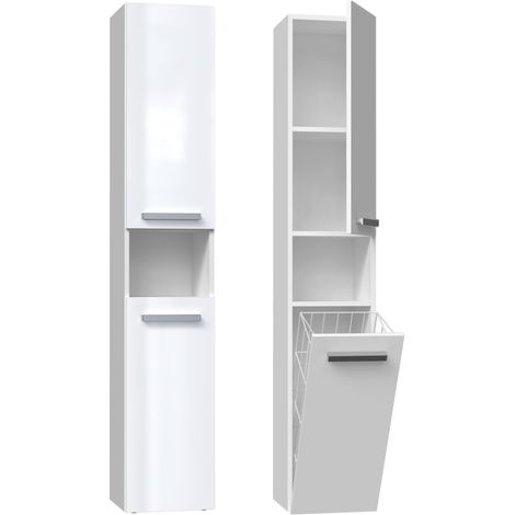 HORTI - Mueble de baño con cesto de ropa - 31x30x174cm - Columna de almacenaje para baño (1/5)