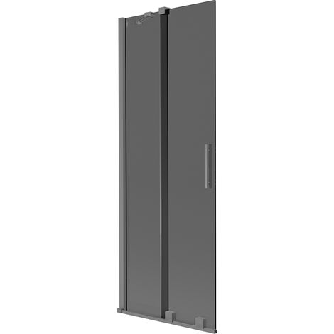 Mexen Velar 2-flügelige verschiebbare Badewannenabtrennung 70 x 150 cm, Graphit, Gun Metal - 896-070-000-41-95 (1/2)