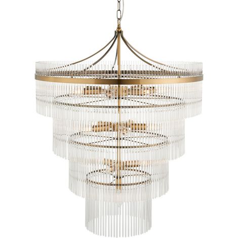 Endon Marietta Plafonnier suspendu en laiton antique, verre transparent, 16 x E14