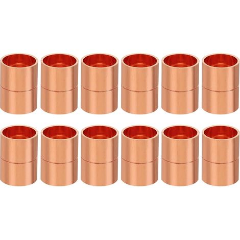 8pcs Manchons à Souder en Cuivre, 6.35mm Raccords de Couplage Tuyau, Raccord Tuyauterie Droit pour Raccordements Plomberie HVAC Climatisation Chauffage Réseaux, Épaisseur 0.8mm - 5/8 pouce (1/5)