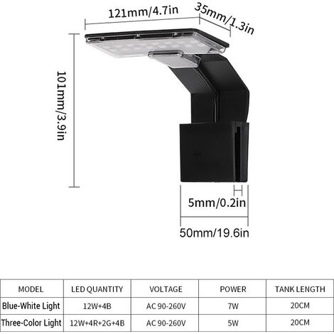Lampe LED pour aquarium, mini lampe à pince ultra-mince, éclairage haute luminosité pour plantes aquatiques, économe en énergie (1/2)