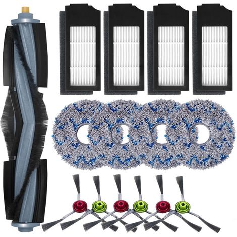 Accessoires pour Ecovacs Deebot X1 Omni / X1 e Omni / X1 Turbo Aspirateur, 1 Brosse principale, 6 Brosses Latérales, 4 Serpillière, 4 Filtres-RAPANDA (1/4)