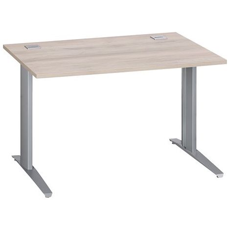 Bureau droit chêne gris L 120 cm piètement métal plus aluminium Essens - Maxiburo