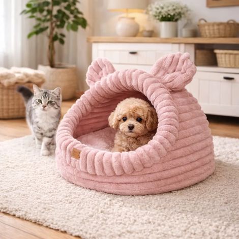Scatola per topi con cuscino per cani e gatti Scatola per topi con cuscino per cani e gatti - M, bianco sporco (1/3)