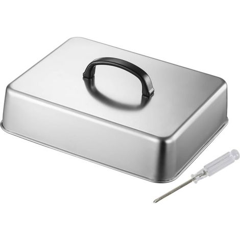 Couvercle rectangulaire à badigeonner, Accessoire Plaque Cuisson Robuste et Polyvalent avec poignée pour Hamburgers et grillades au Barbecue, 26cmx20cmx5.5cm (1/5)