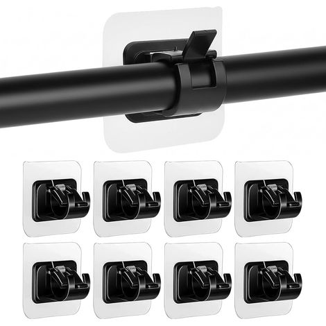 8 Pièces Support Tringle Rideaux,Auto-Adhésif sans Percage,Capacité 9kg,Pour Salle Bain Cuisine Maison,Hôtel,Noir