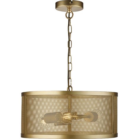 Searchlight Fishnet - Pendente Cilindrico 3 Luci Mesh Oro Opaco, E27 (1/5)