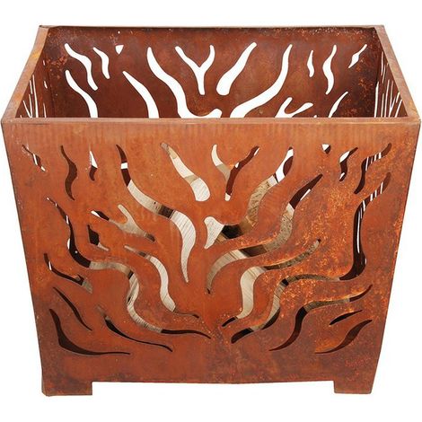 Brasero carré - L 39 x l 39 x H 30 cm - Effet rouille - Livraison gratuite (1/5)