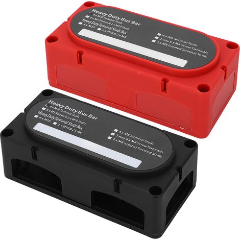 Lot de 2 blocs de distribution d'alimentation à 4 bornes, 300 A, barre omnibus universelle pour batterie 12-48 V (voiture, camping-car, yacht, bateau). (1/5)