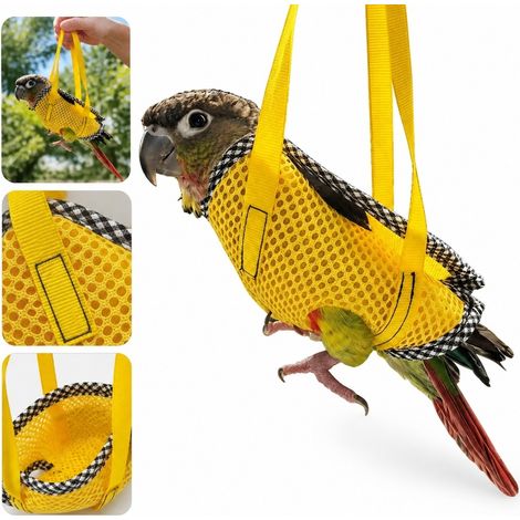 1 Pièce Sac de Sortie pour Perroquet en Polyester Jaune Taille M, Dimensions 16×4.5×0.5 cm, Vêtement de Promenade (1/5)