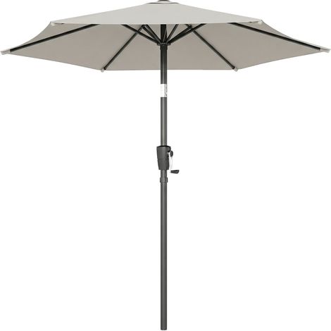 Ombrellone da Giardino Inclinabile 2x2 m a 6 Stecche con Manovella, in Metallo e Poliestere Grigio Chiaro