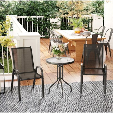 chaise fauteuil salon empilable table ronde noir OKMYHOME (1/4)