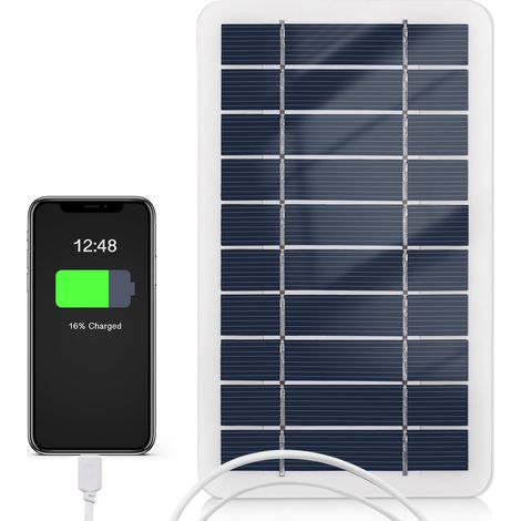 Chargeur solaire nomade 2W 5V imperméable panneau photovoltaïque plein air prise micro USB recharge smartphone mini ventilateur lampe LED caméra surveillance maison (1/3)