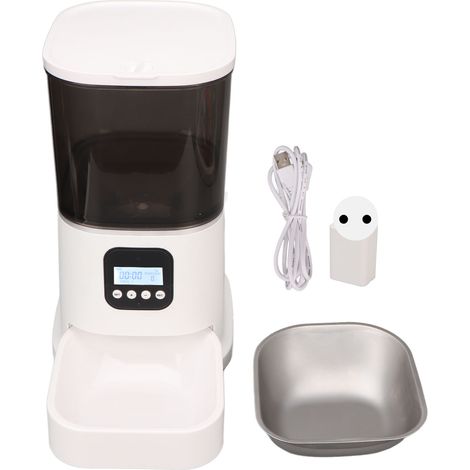 Distributeur automatique de nourriture pour chien et chat, corps translucide détachable 6L, minuterie intelligente, prise UE 100-240V (1/5)