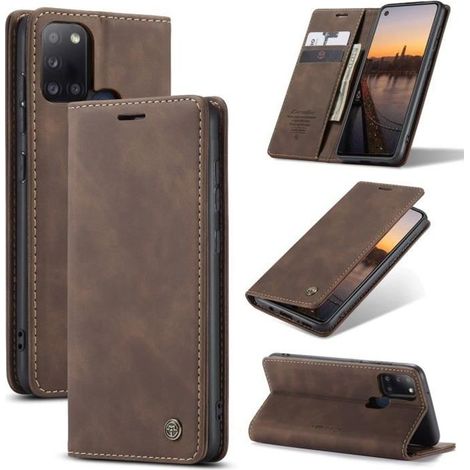 Housse étui Coque Pour Samsung Galaxy A21S Portefeuille PU Cuir Flip Case Cover, Marron