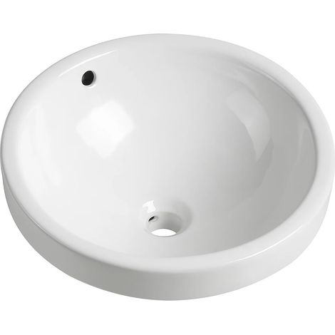 Lavabo per il bagno a semi incasso tondo in Ceramica Bianco - CATONAC